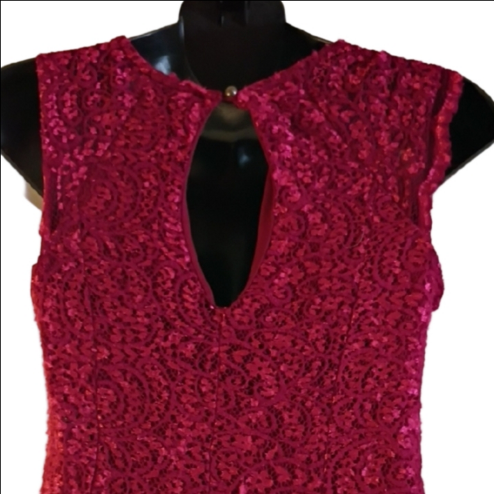Burgundy Sheen  Lace Dress By City Studio. Great Boho Vibes. Size Small. - Picture 8 of 15